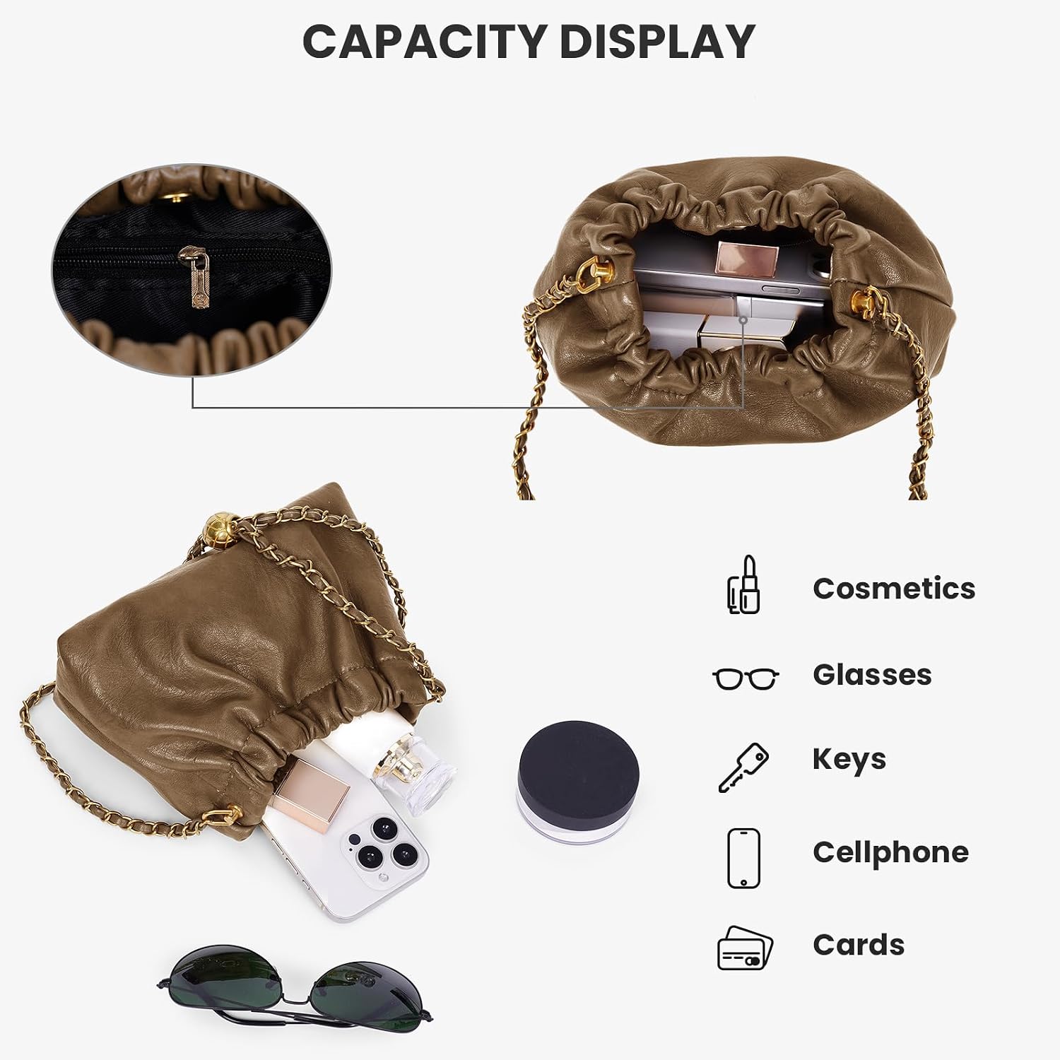 Womens Leather Chain Hobo Bag Tote Shoulder Handbag Crossbody Bags Trendy Drawstring Small Bag Dating Tote Purse Womens Leather Chain Hobo Bag Tote Shoulder Handbag Crossbody Bags Trendy Drawstring Small Bag Dating Tote Purse